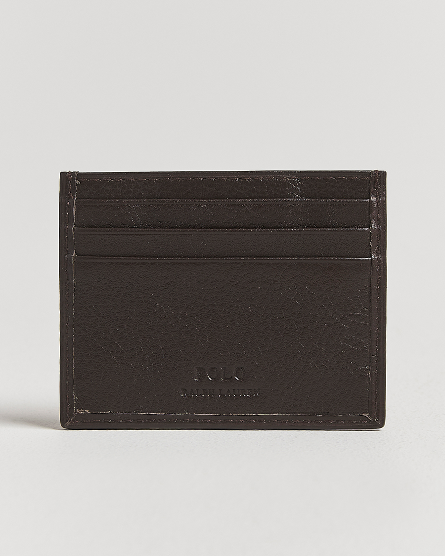 Uomini | Portafogli | Polo Ralph Lauren | Pebbled Leather Credit Card Holder Brown