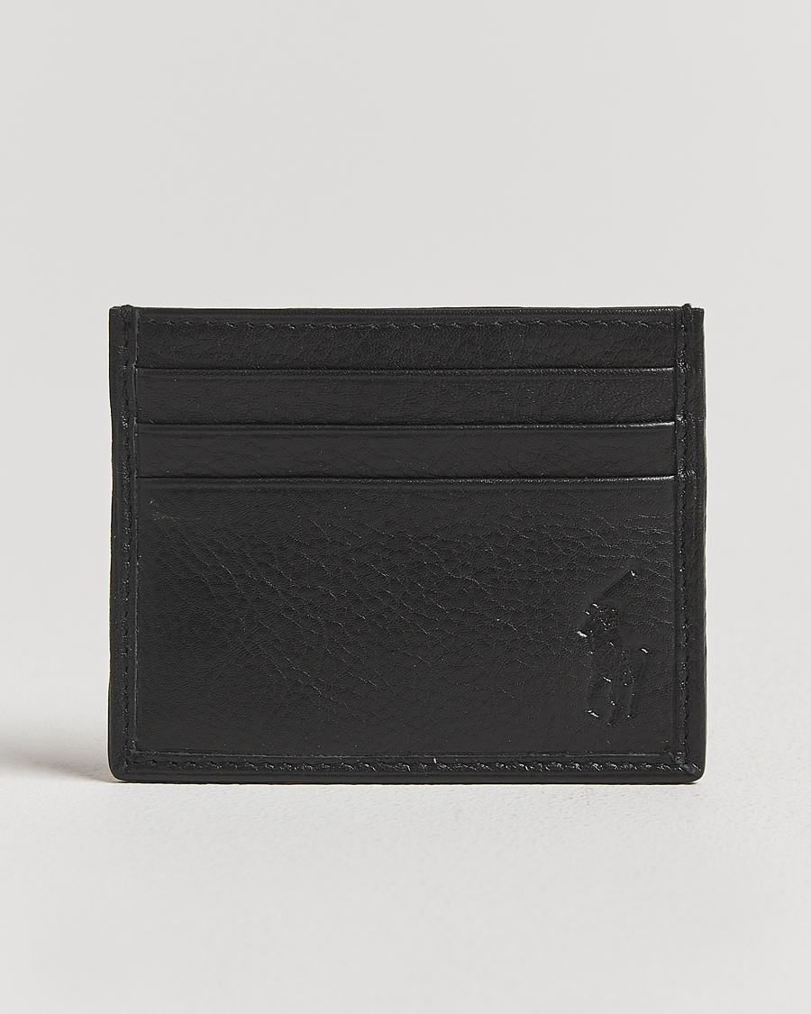 Uomini | Portafogli | Polo Ralph Lauren | Pebbled Leather Credit Card Holder Black