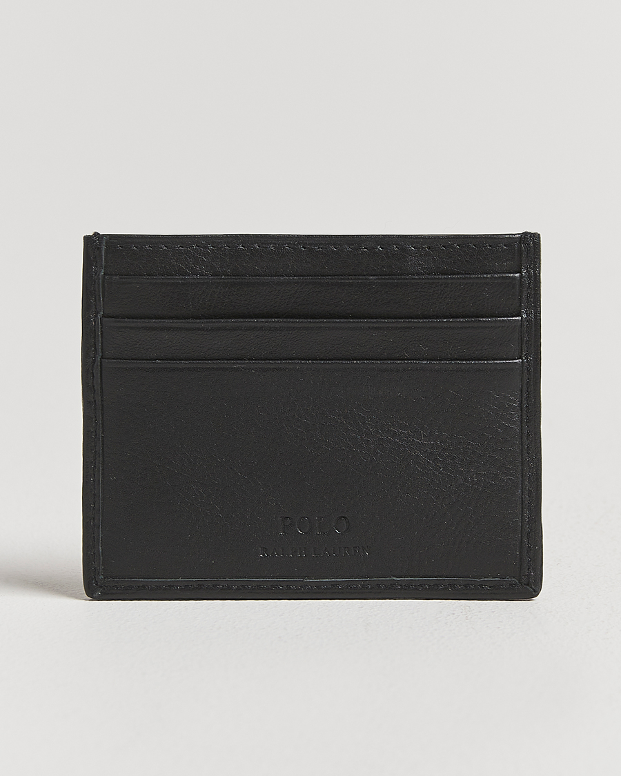 Uomini | Portafogli | Polo Ralph Lauren | Pebbled Leather Credit Card Holder Black