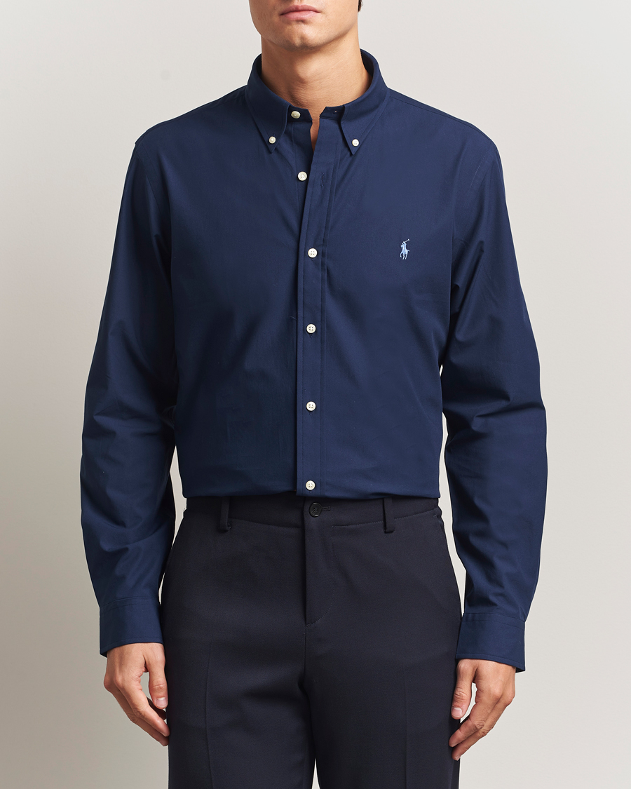 Uomini | Camicie | Polo Ralph Lauren | Custom Fit Stretch Poplin Shirt Newport Navy