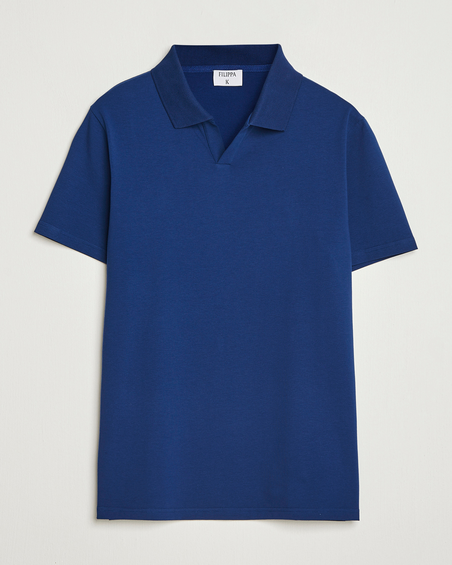 Uomini | Polo | Filippa K | Soft Lycra Polo T-Shirt Royal Navy