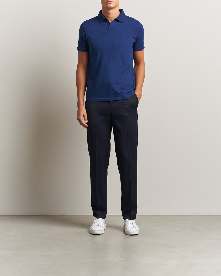 Uomini | Polo | Filippa K | Soft Lycra Polo T-Shirt Royal Navy