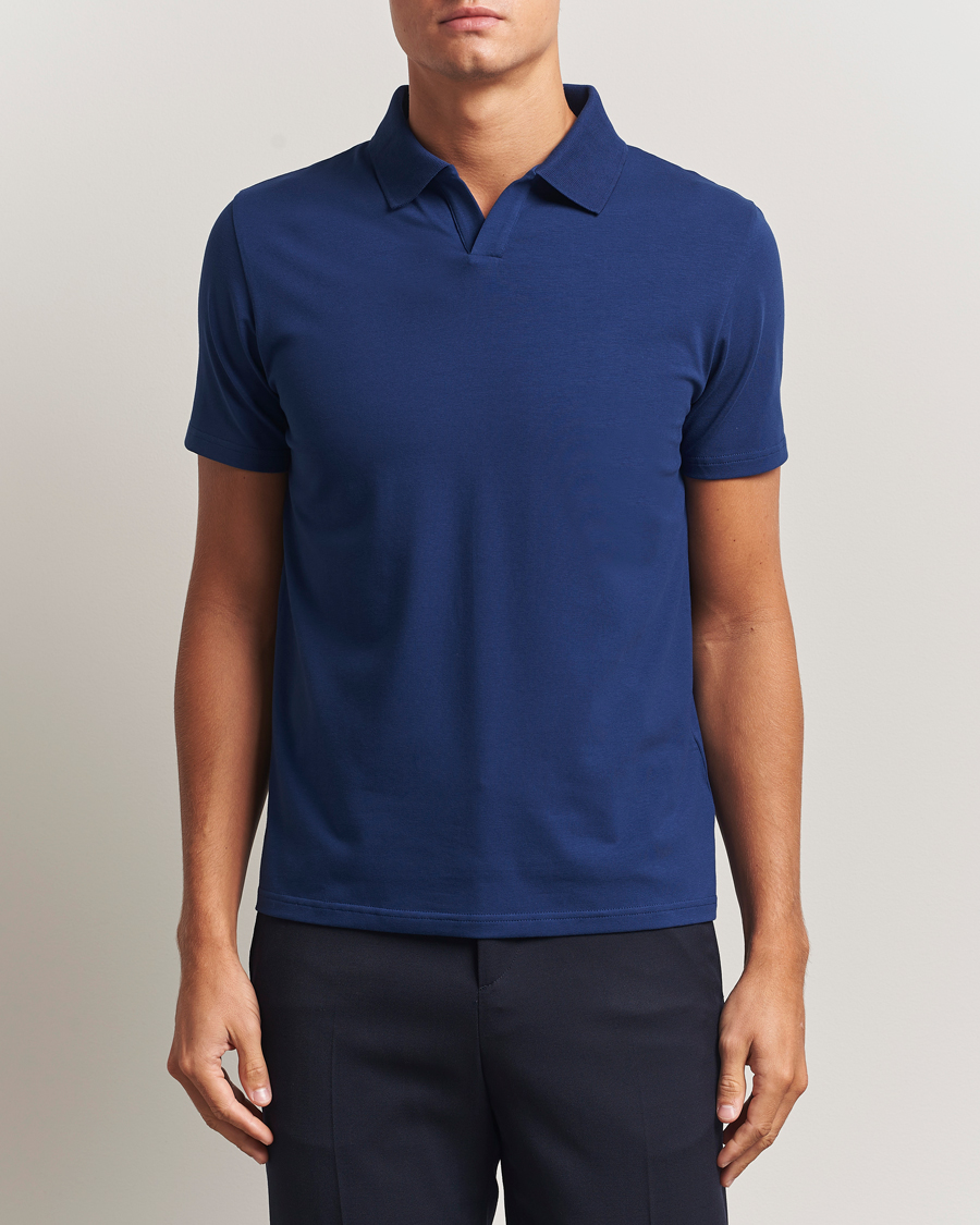 Uomini | Polo | Filippa K | Soft Lycra Polo T-Shirt Royal Navy