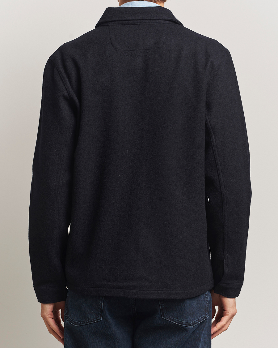 Uomini | Camicie | A Day's March | Fraser Wool Zip Overshirt Navy