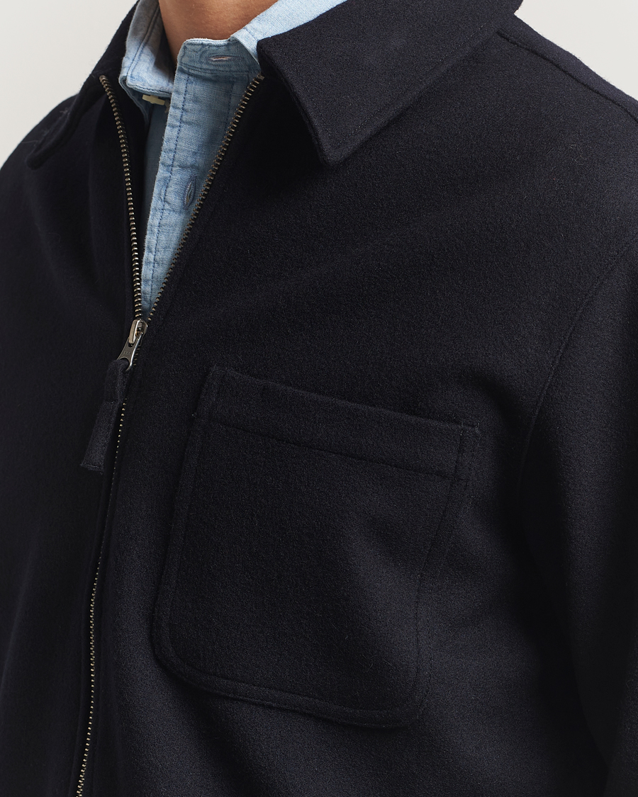 Uomini | Camicie | A Day's March | Fraser Wool Zip Overshirt Navy