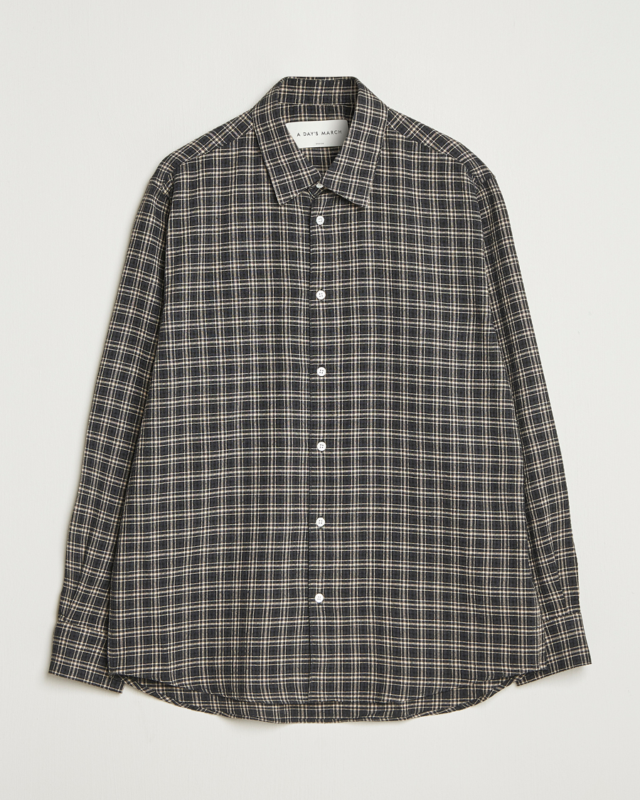 Uomini | Camicie | A Day's March | Landon Checked Shirt Black