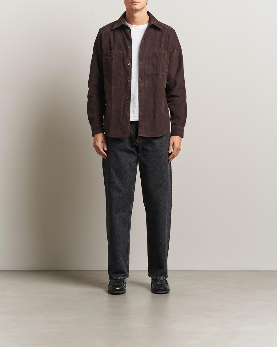 Uomini | Camicie | A Day's March | Rupert Cord Shirt Dark Brown