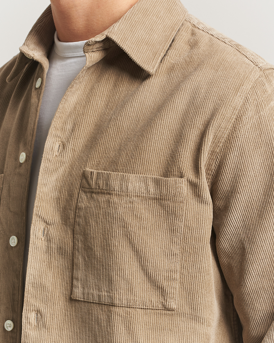 Uomini | Camicie | A Day's March | Rupert Cord Shirt Greige