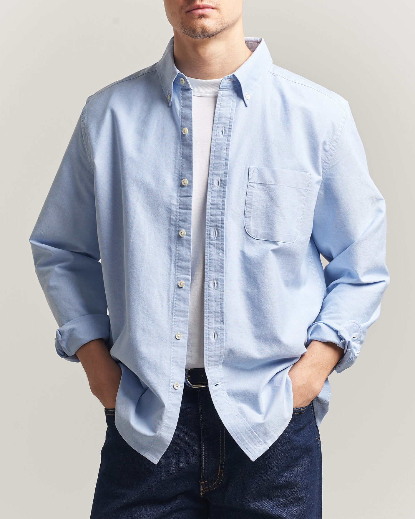 Uomini | Camicie | A Day's March | Classic Oxford Shirt Light Blue