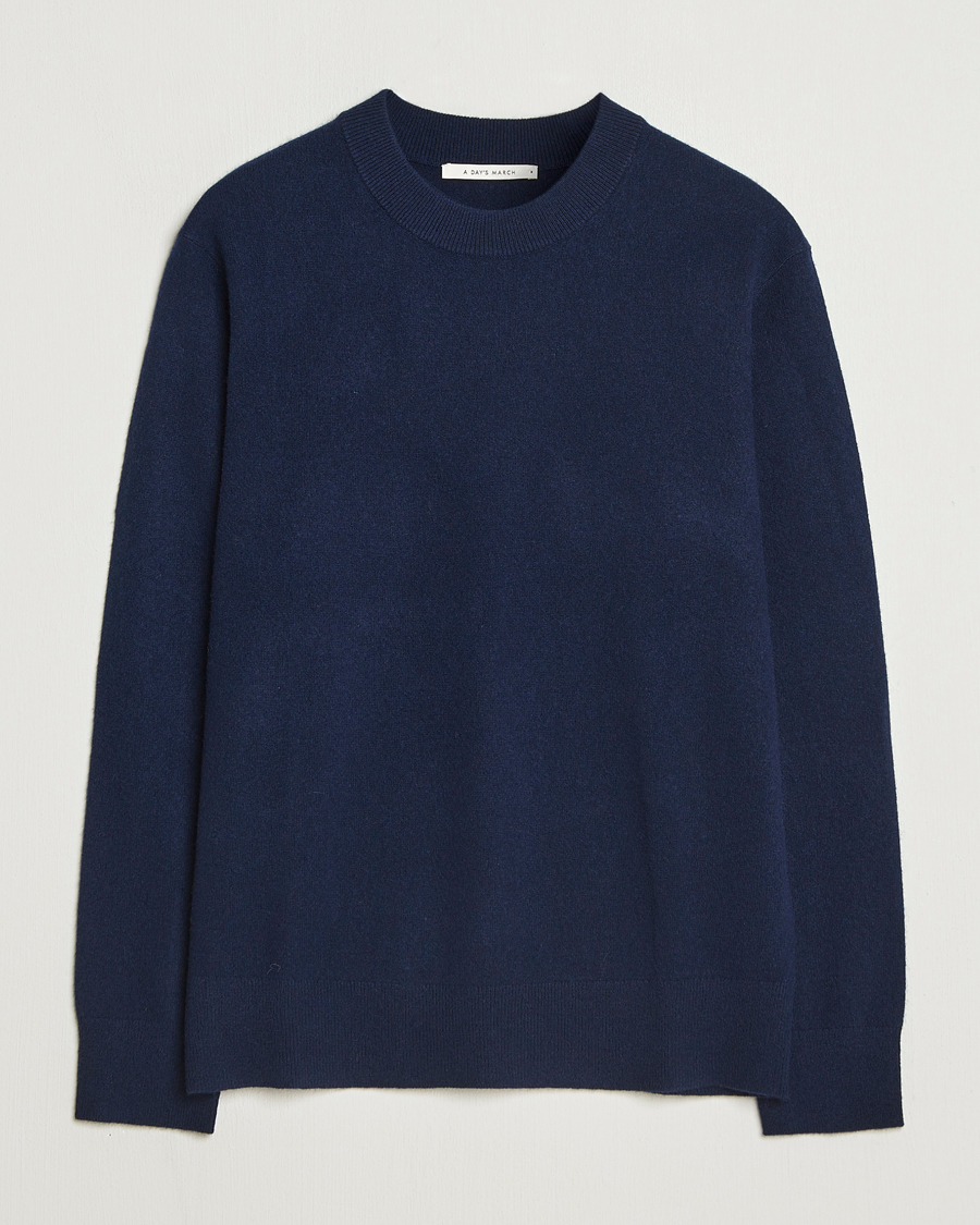 Uomini | Maglieria | A Day's March | Marlow Cashmere Blend Sweater Navy