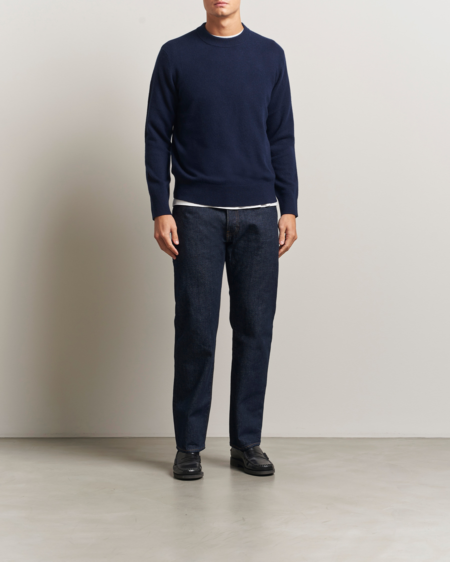 Uomini | Maglieria | A Day's March | Marlow Cashmere Blend Sweater Navy