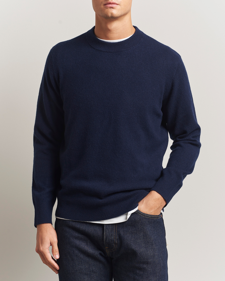 Uomini | Maglieria | A Day's March | Marlow Cashmere Blend Sweater Navy