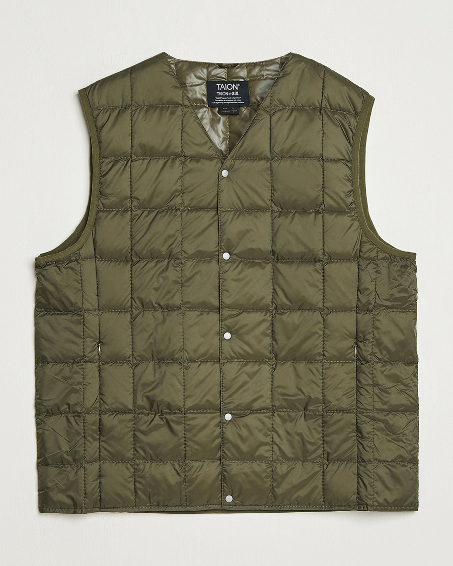 Uomini | Gilet | TAION | V-Neck Lightweight Down Vest Dark Olive