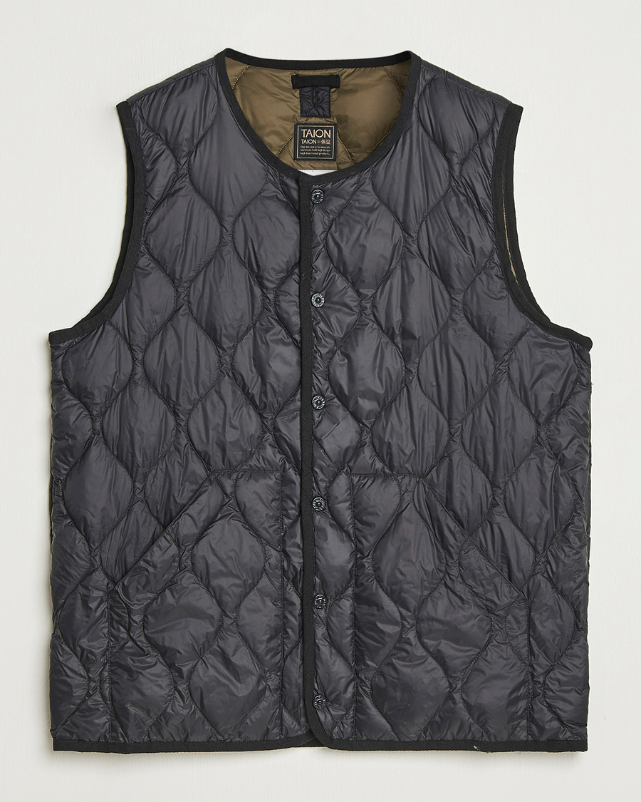 Uomini | Gilet | TAION | Military Crew Neck Down Vest Black