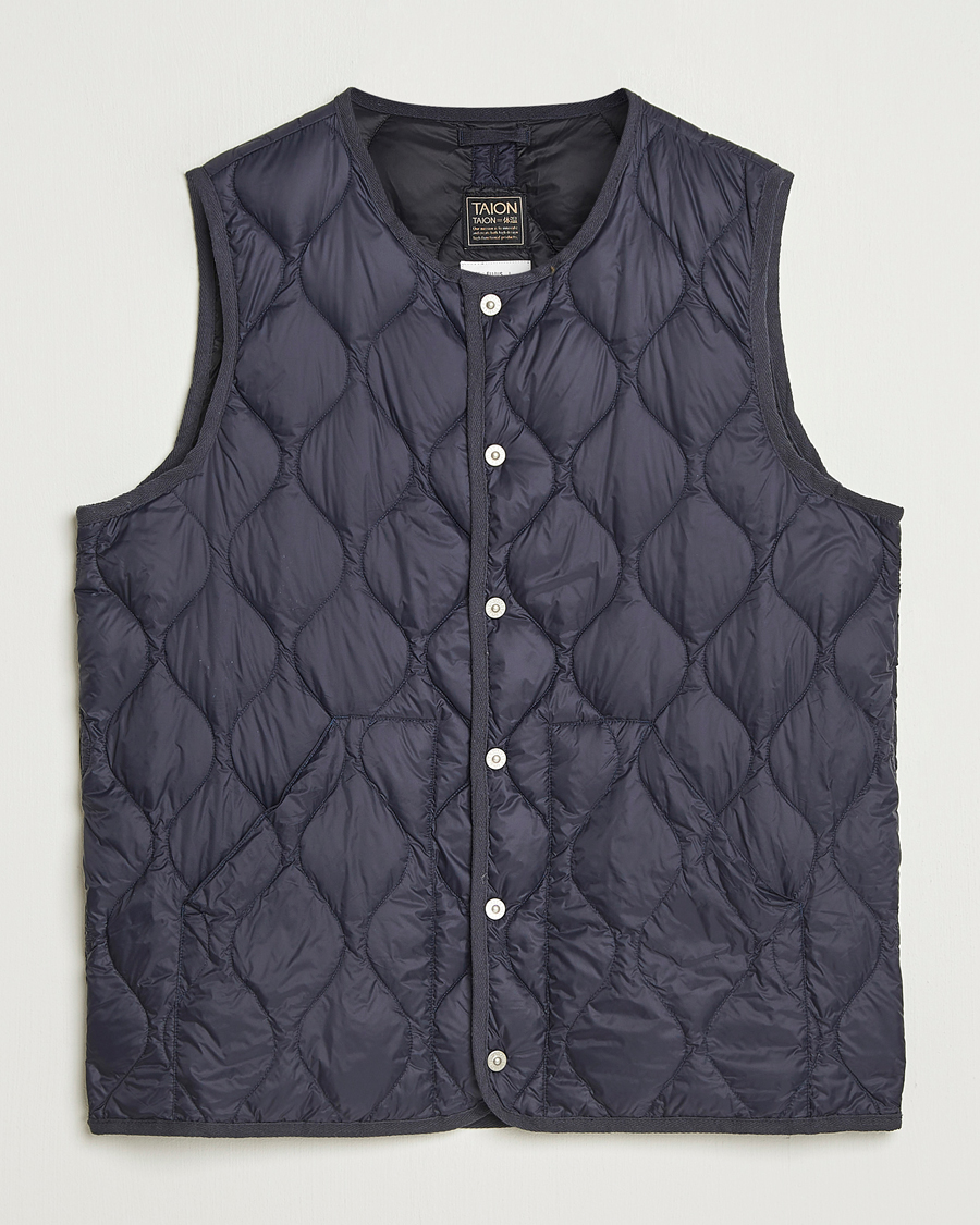 Uomini | Gilet | TAION | Military Crew Neck Down Vest Navy