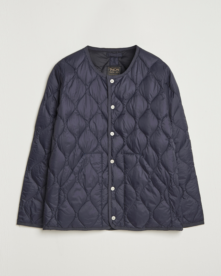 Uomini | Giacche | TAION | Military Crew Neck Down Jacket Navy