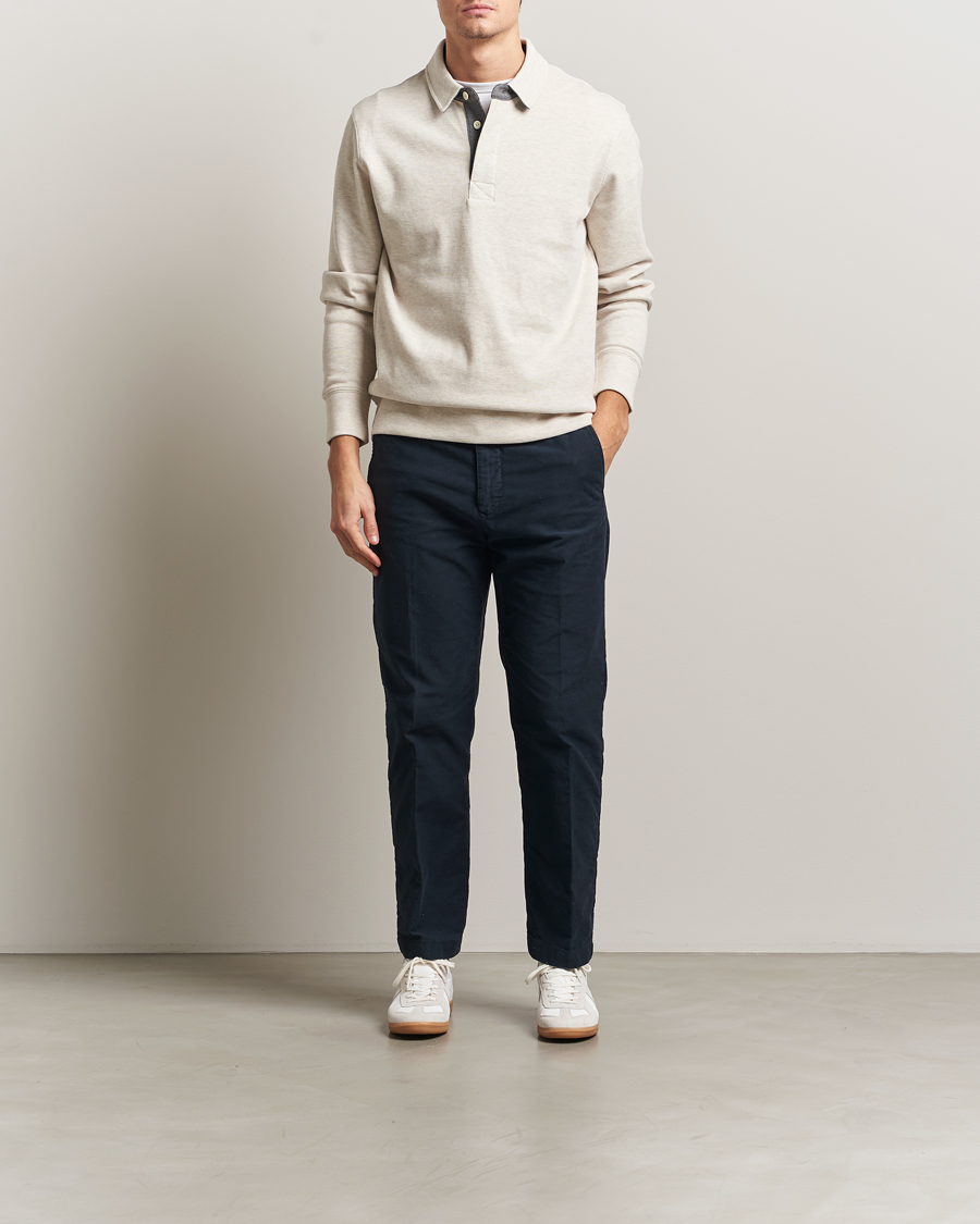 Uomini | Polo | GANT | Light Sacker Rib Long Sleeve Polo Seed Melange