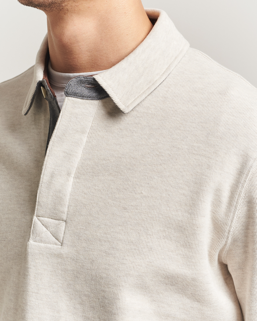 Uomini | Polo | GANT | Light Sacker Rib Long Sleeve Polo Seed Melange