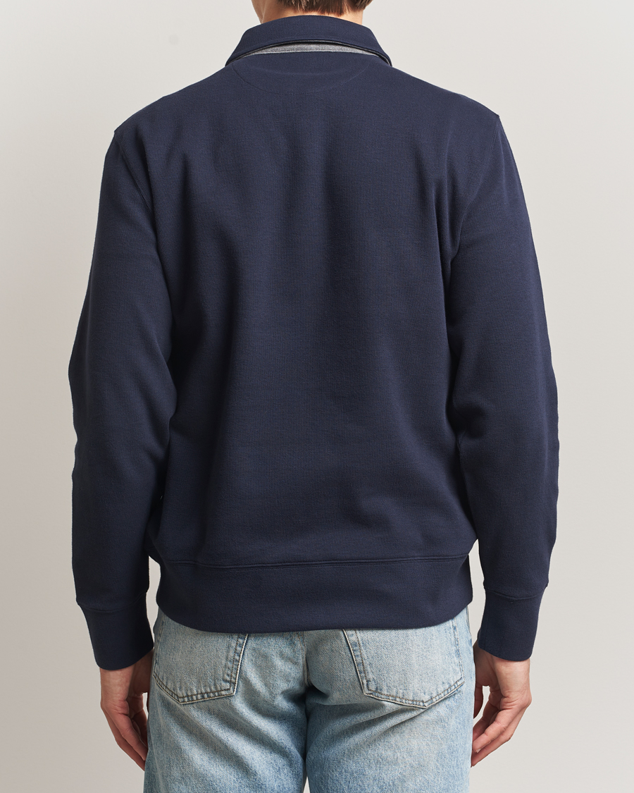 Uomini | Polo | Gant | Light Sacker Rib Long Sleeve Polo Evening Blue