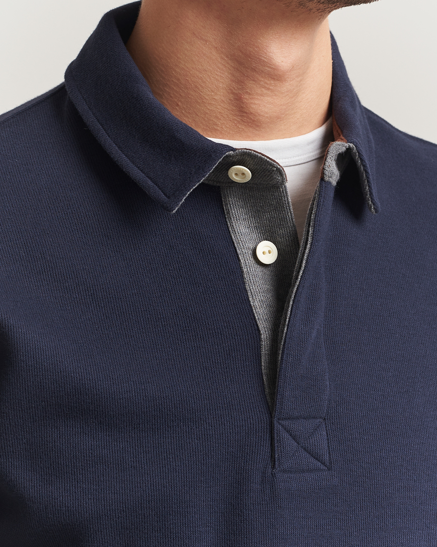 Uomini | Polo | Gant | Light Sacker Rib Long Sleeve Polo Evening Blue