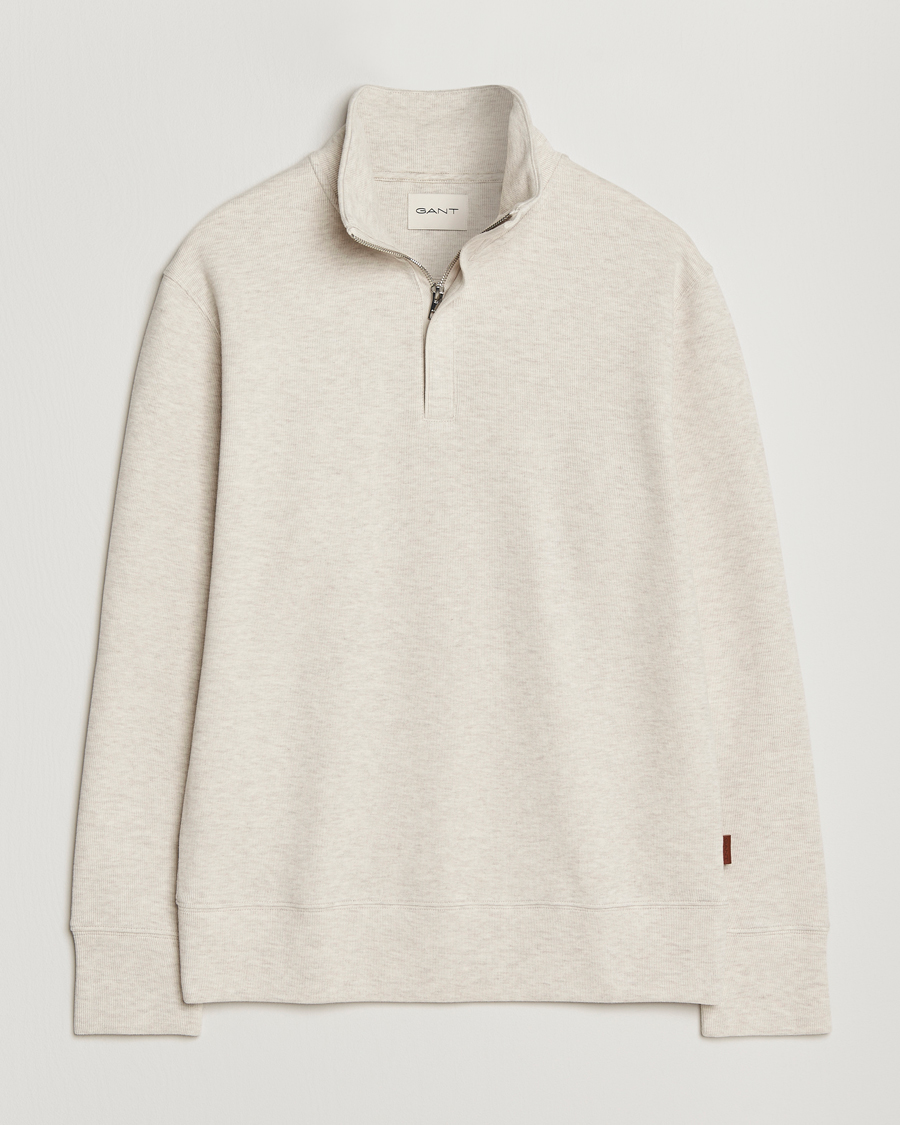 Uomini | Maglieria | Gant | Light Sacker Rib Half Zip Seed Melange