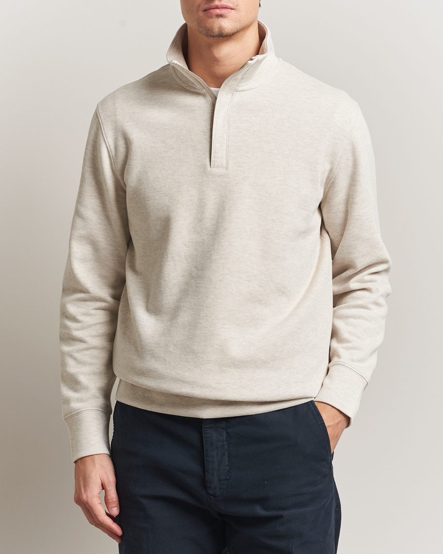Uomini | Maglieria | Gant | Light Sacker Rib Half Zip Seed Melange