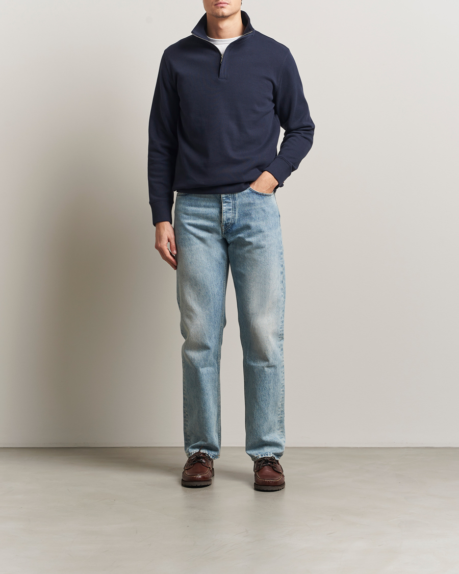 Uomini | Maglieria | GANT | Light Sacker Rib Half Zip Evening Blue