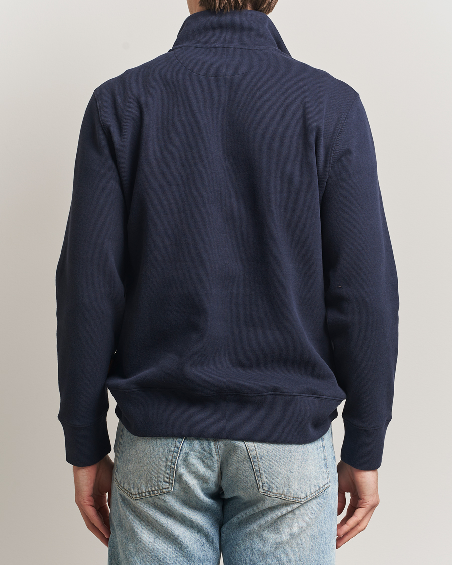 Uomini | Maglieria | GANT | Light Sacker Rib Half Zip Evening Blue