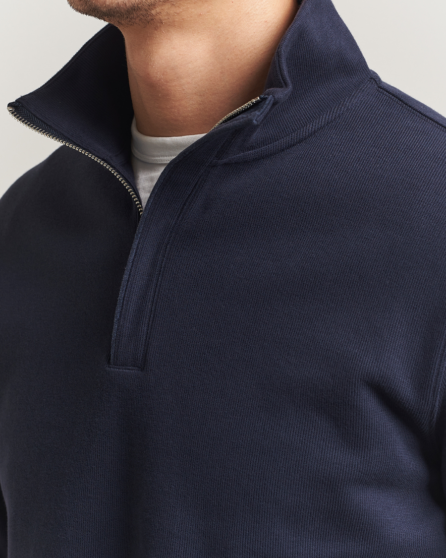 Uomini | Maglieria | GANT | Light Sacker Rib Half Zip Evening Blue