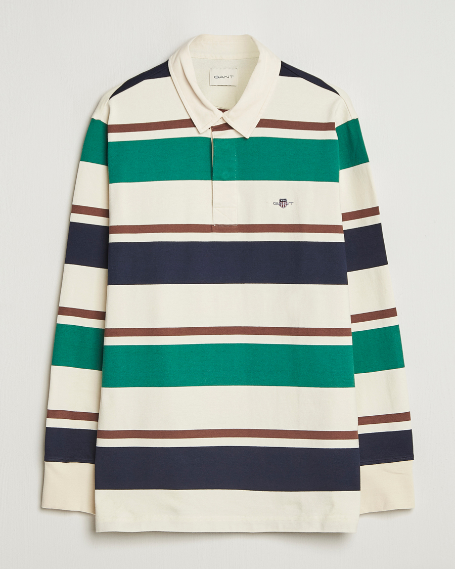 Uomini | Maglieria | GANT | Striped Heavy Rugger Cream Multi