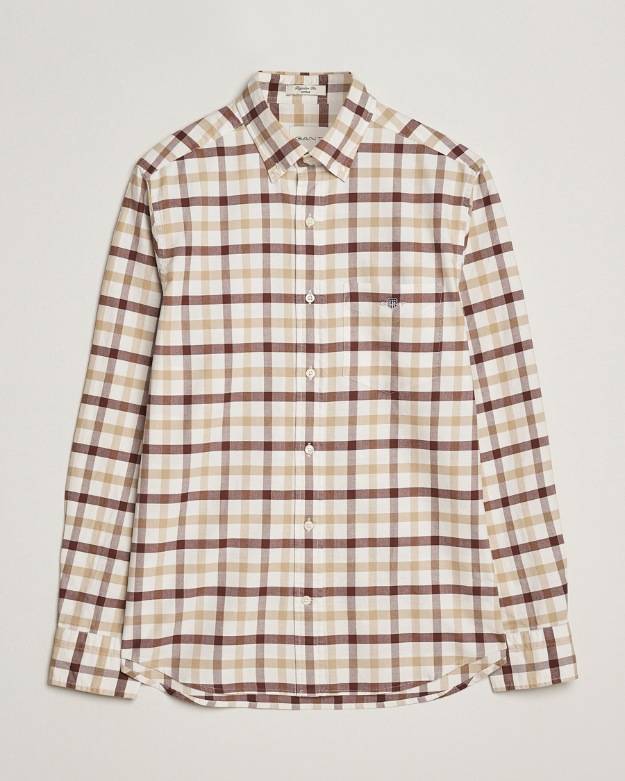 Uomini | Camicie | GANT | Regular Fit Oxford Checked Shirt Mahogany Brown