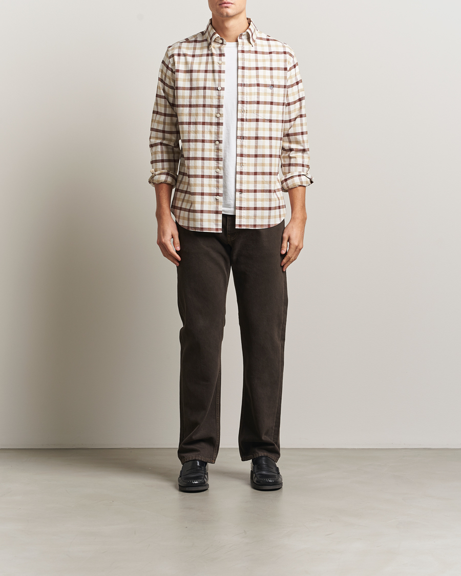 Uomini | Camicie | GANT | Regular Fit Oxford Checked Shirt Mahogany Brown