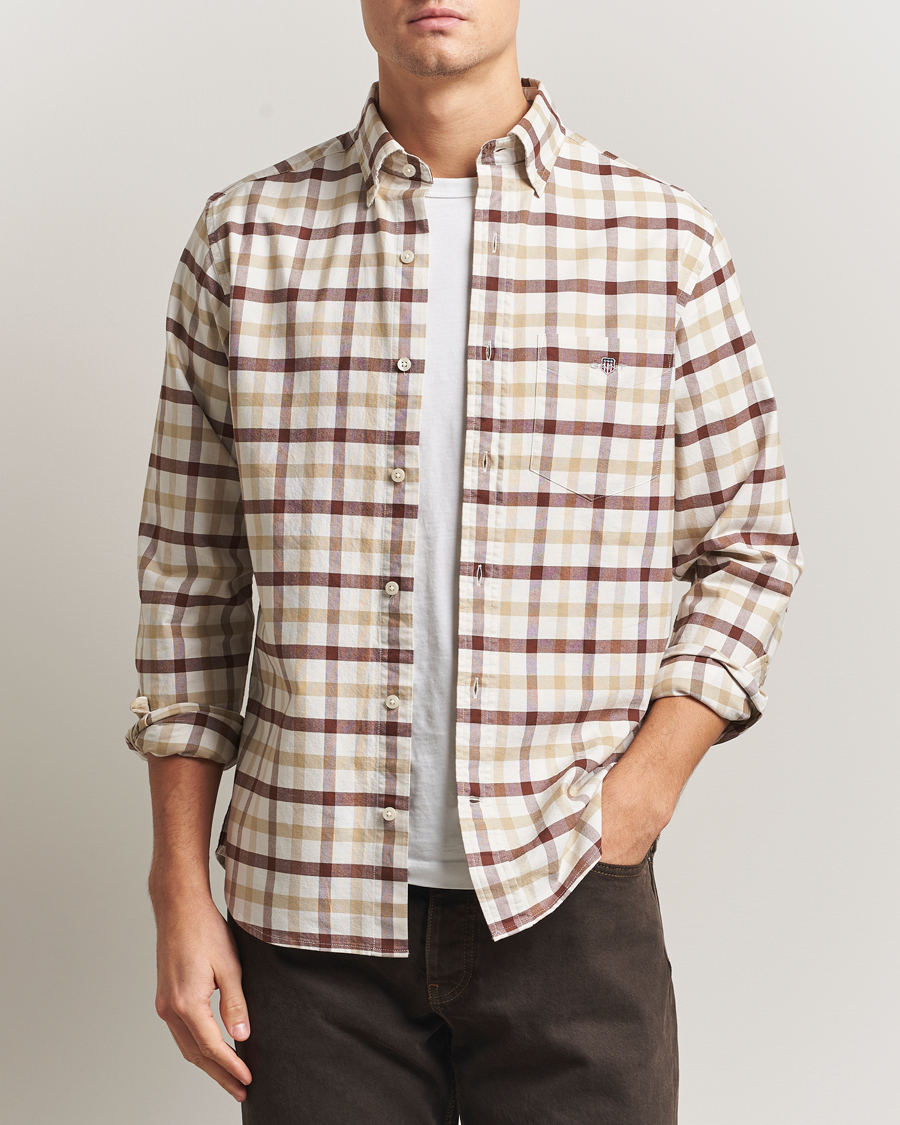 Uomini | Camicie | Gant | Regular Fit Oxford Checked Shirt Mahogany Brown