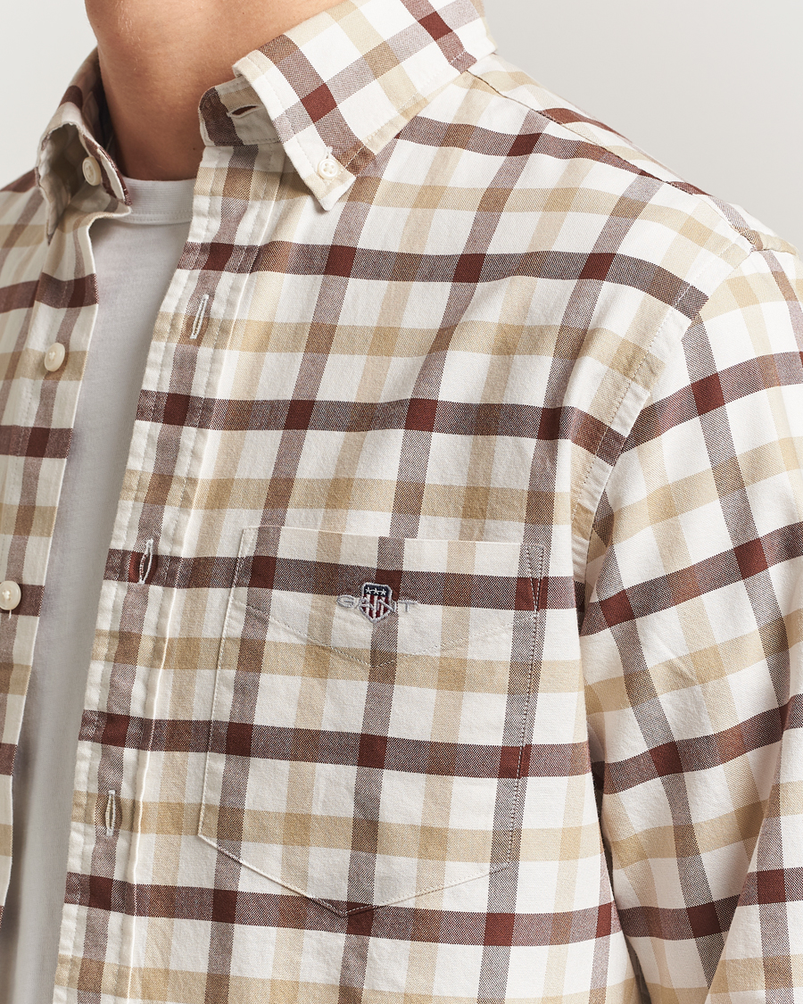 Uomini | Camicie | Gant | Regular Fit Oxford Checked Shirt Mahogany Brown