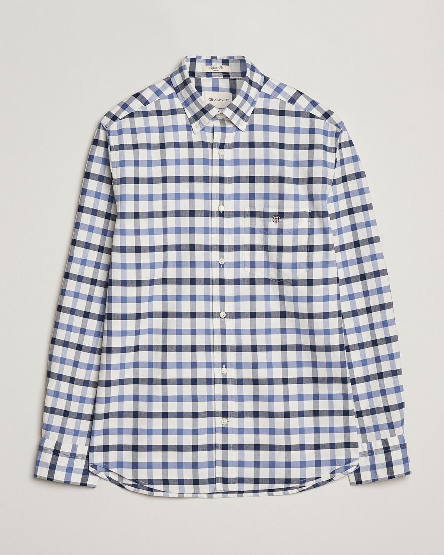 Uomini | Camicie | Gant | Regular Fit Oxford Checked Shirt Greyish Blue