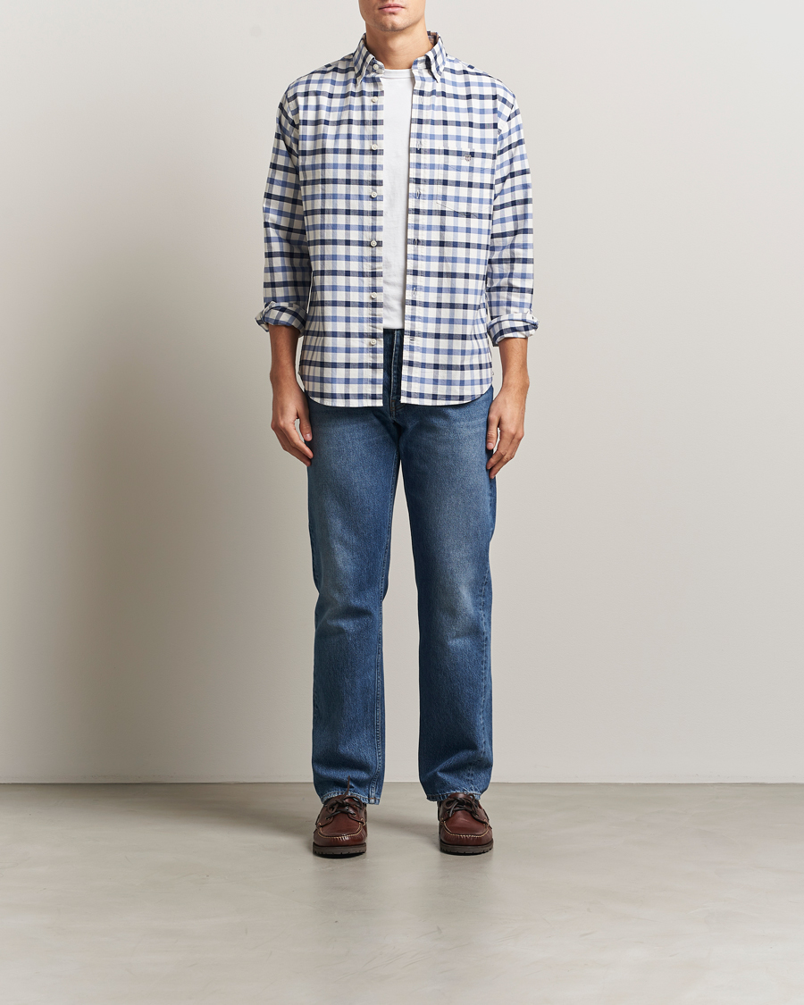 Uomini | Camicie | Gant | Regular Fit Oxford Checked Shirt Greyish Blue