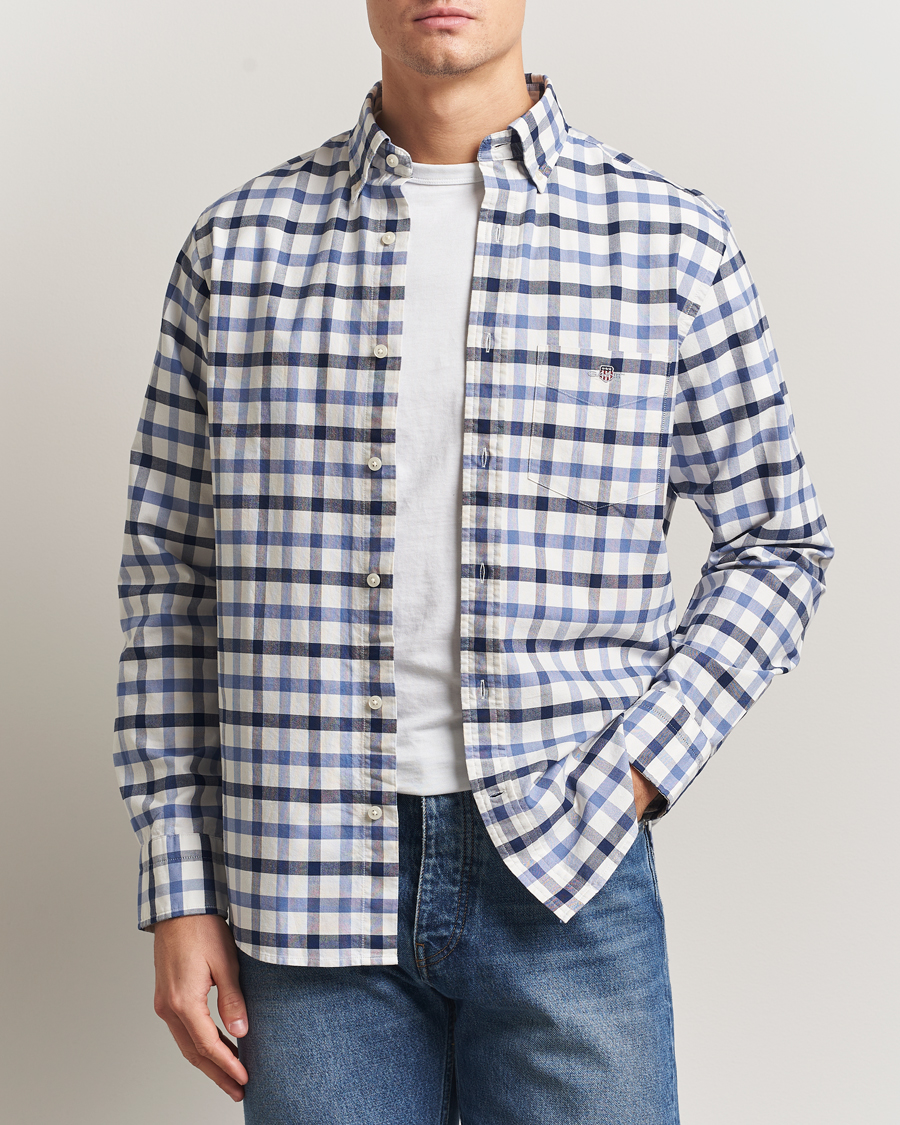 Uomini | Camicie | Gant | Regular Fit Oxford Checked Shirt Greyish Blue