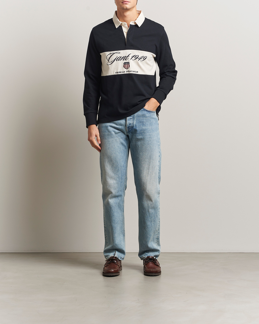 Uomini | Maglieria | Gant | Blocked Logo Heavy Rugger Black