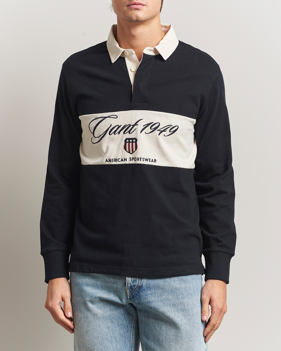 Uomini | Maglieria | Gant | Blocked Logo Heavy Rugger Black