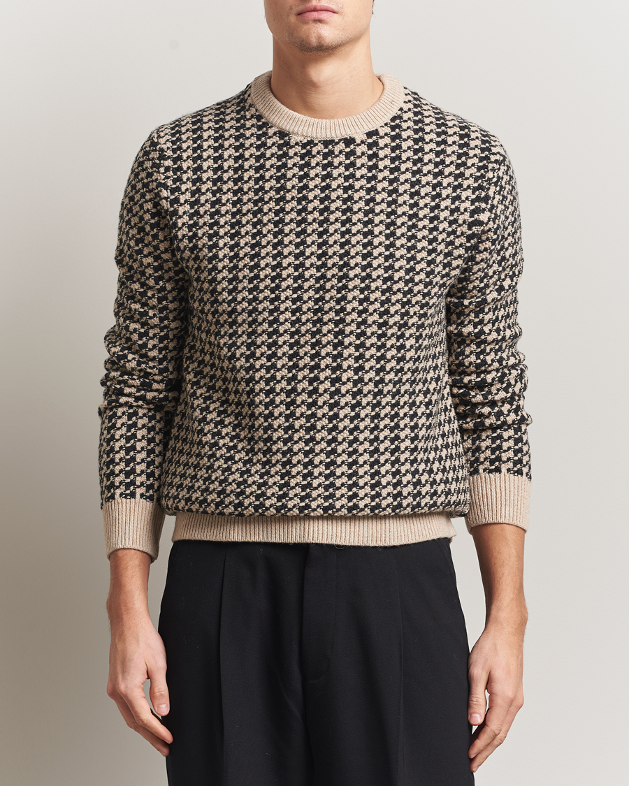 Uomini | Maglieria | GANT | Two Tone Textured Knitted Crew Neck Charcoal