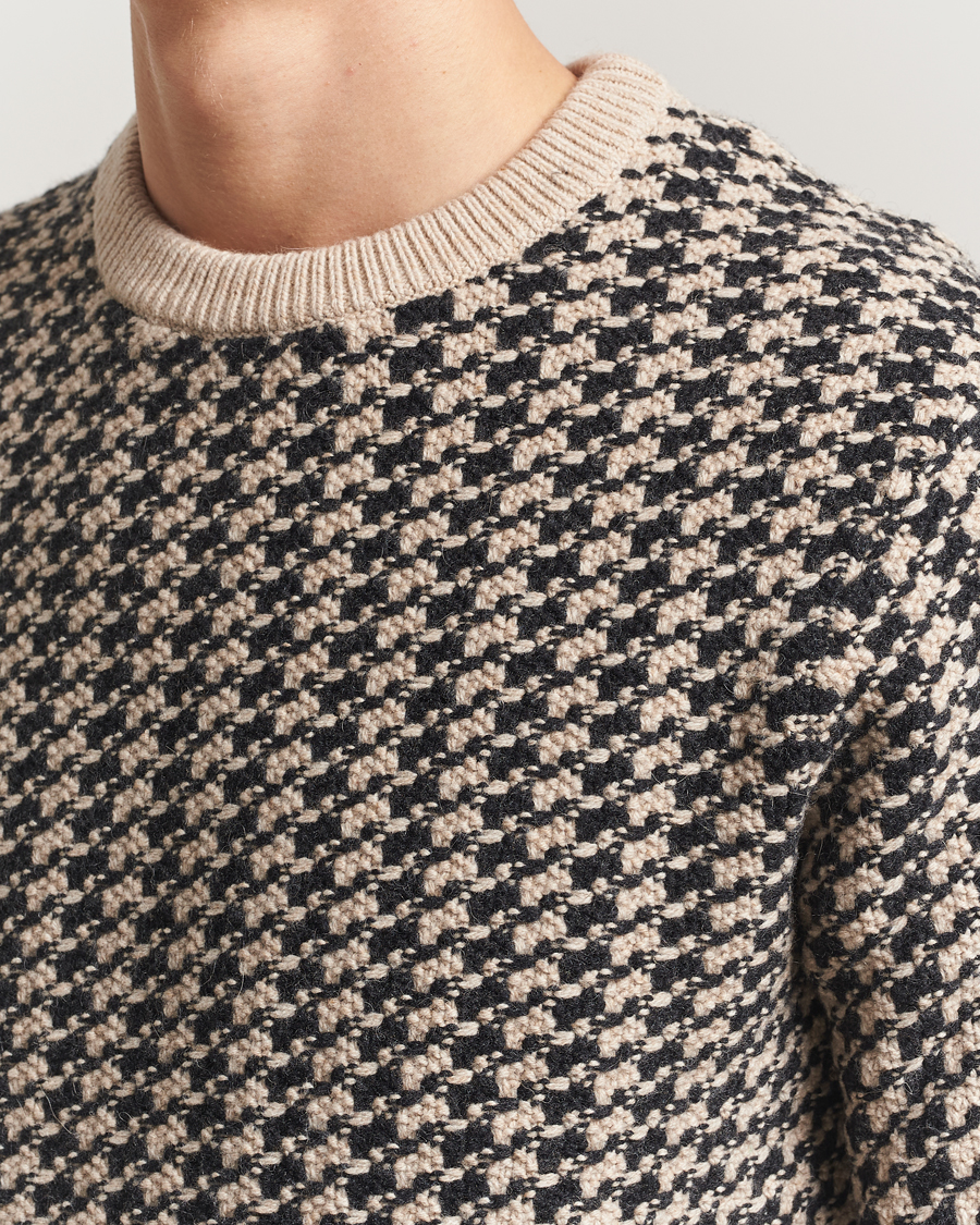 Uomini | Maglieria | GANT | Two Tone Textured Knitted Crew Neck Charcoal