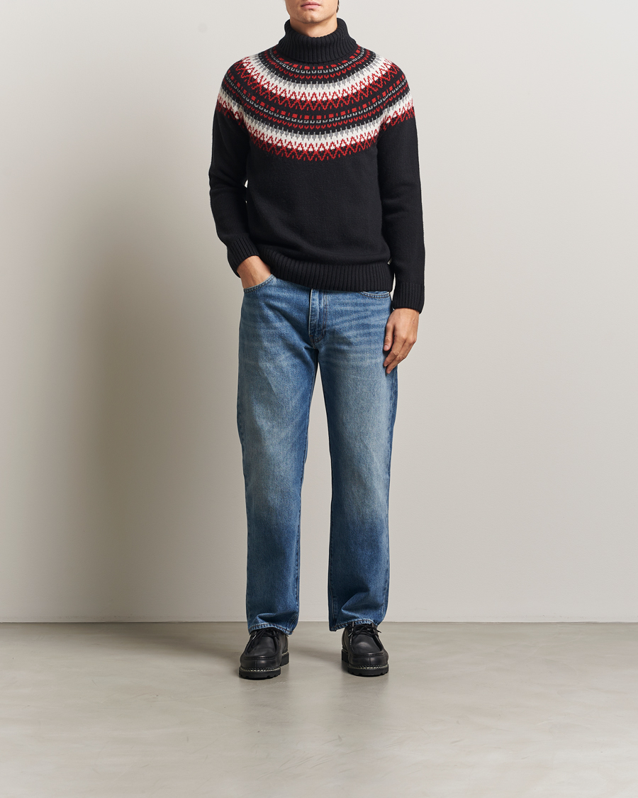 Uomini | Maglieria | Gant | Fairisle Knitted Turtleneck Black