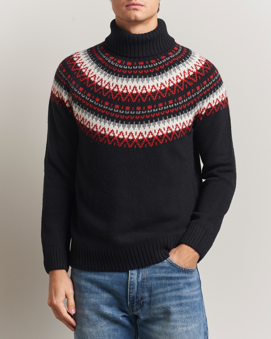 Uomini | Maglieria | Gant | Fairisle Knitted Turtleneck Black