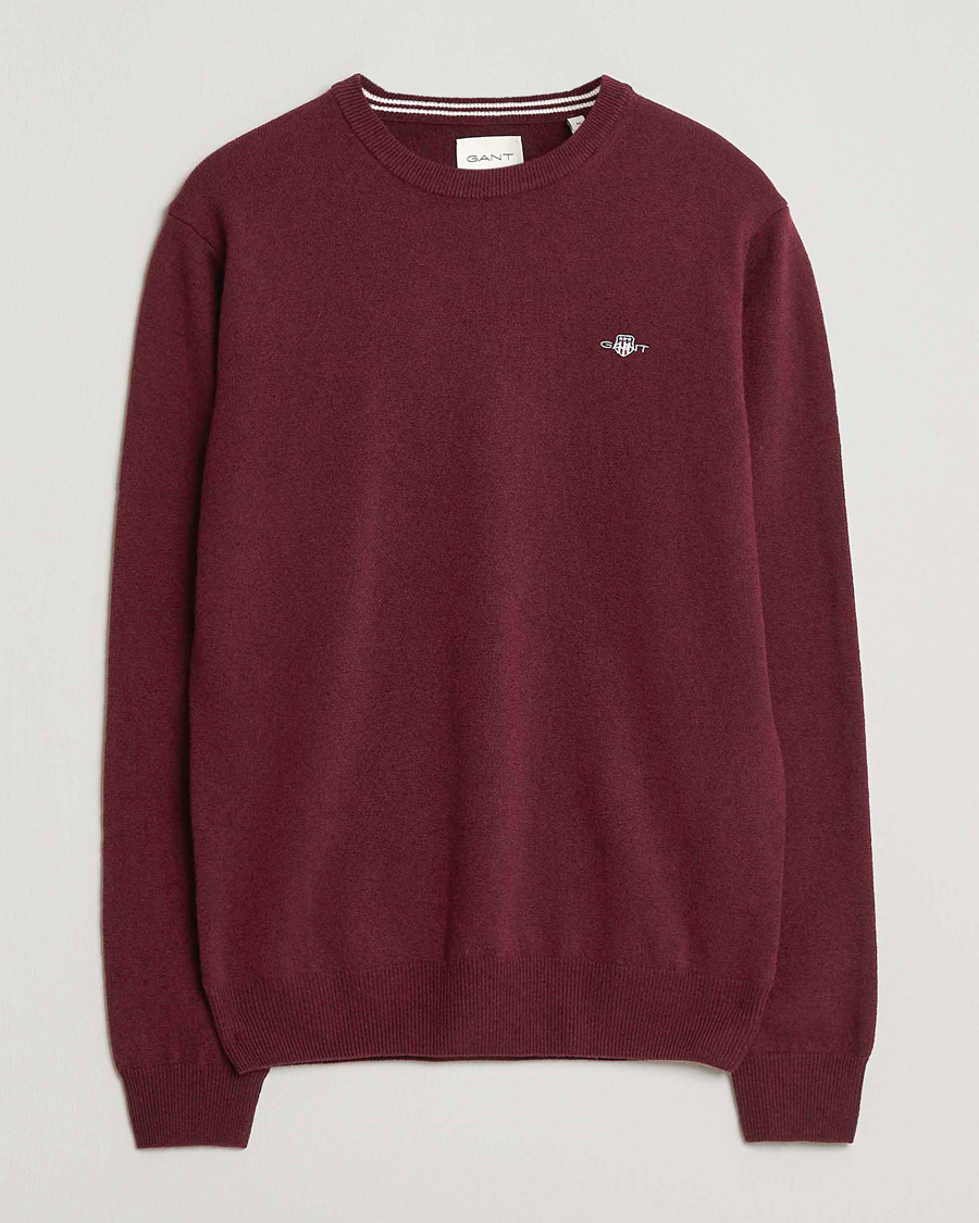 Uomini | Maglieria | Gant | Superfine Lambswool Crew Neck Bordeaux Melange