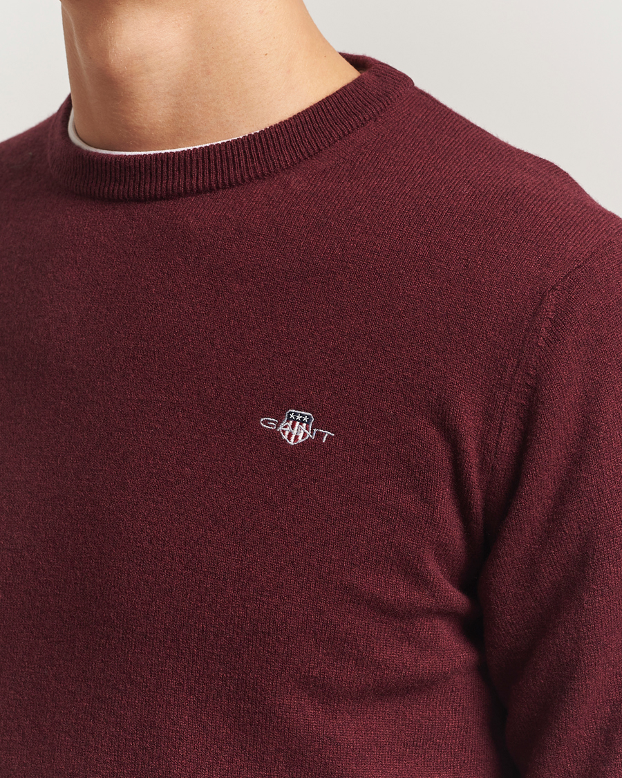 Uomini | Maglieria | GANT | Superfine Lambswool Crew Neck Bordeaux Melange