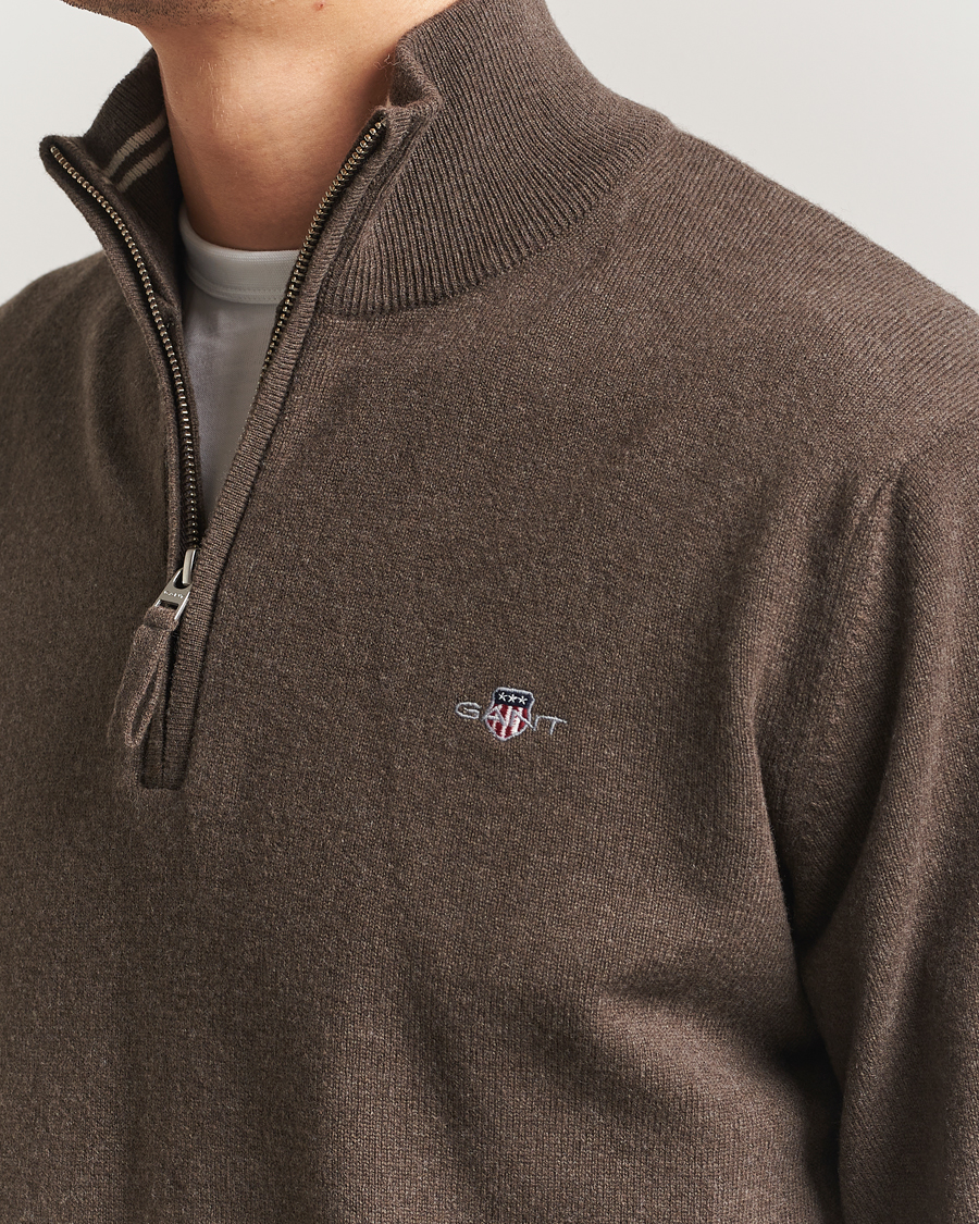 Uomini | Maglieria | GANT | Superfine Lambswool Half Zip Seawood Melange