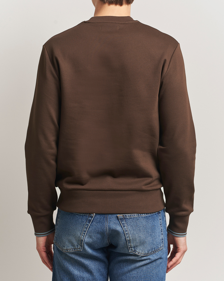 Uomini | Maglieria | Fred Perry | Crew Neck Sweatshirt Burnt Tobacco