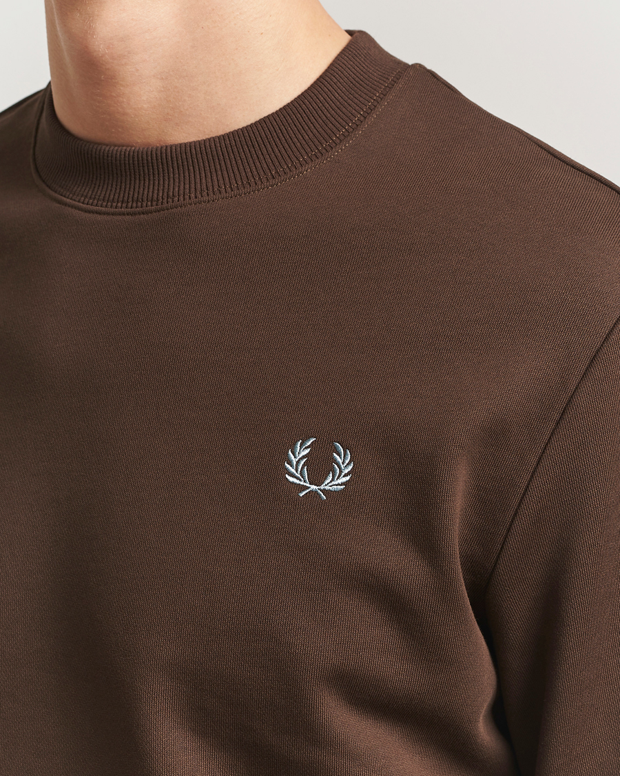 Uomini | Maglieria | Fred Perry | Crew Neck Sweatshirt Burnt Tobacco
