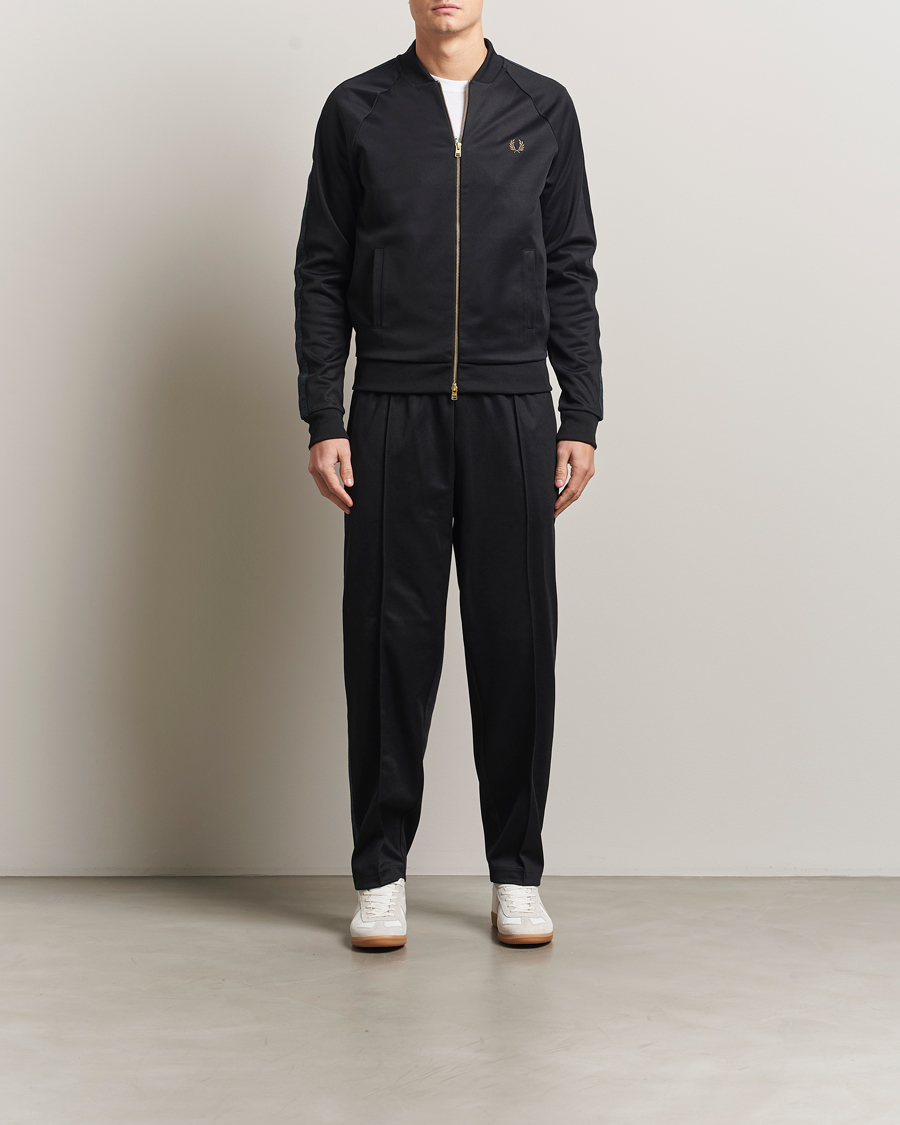 Uomini | Maglieria | Fred Perry | Blackwatch Tartan Taped Track Jacket Black