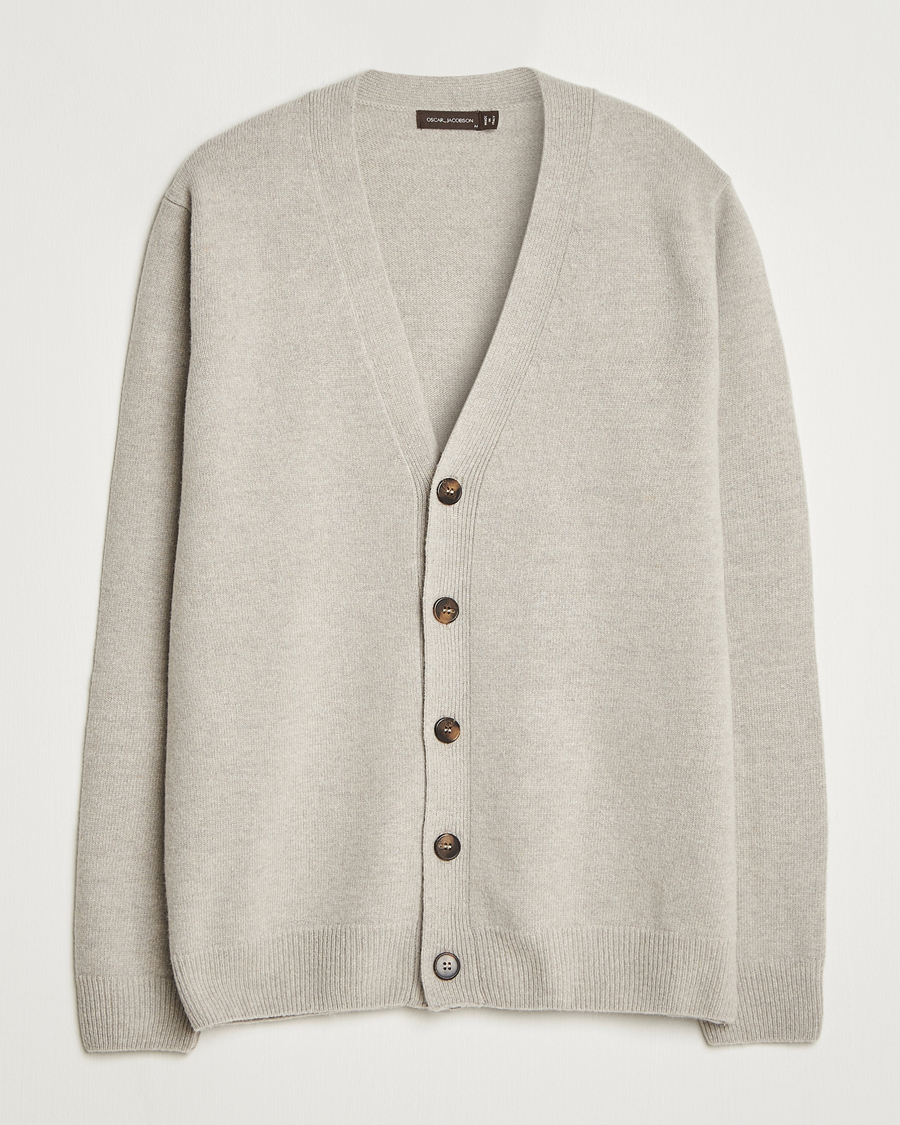 Uomini | Maglieria | Oscar Jacobson | Eduardo Wool Cardigan Beige